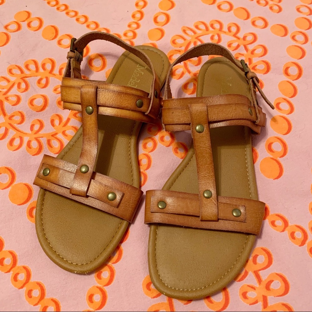 Madeline Stuart Leather Strappy Slingback Sandals